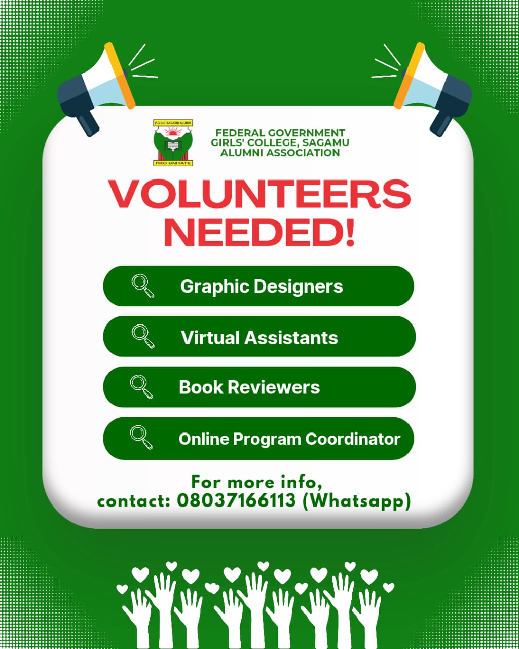 Volunteers needed